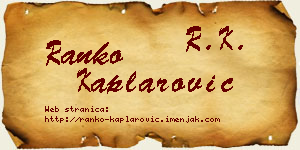 Ranko Kaplarović vizit kartica
